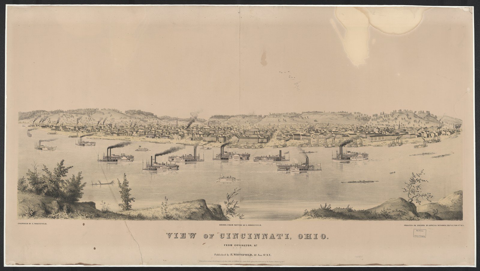 1848 view across the Ohio River from Covington toward Cincinnati.