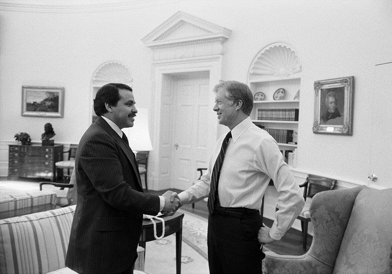President Jimmy Carter congratulating CIA officer Tony Mendez in March 1980.