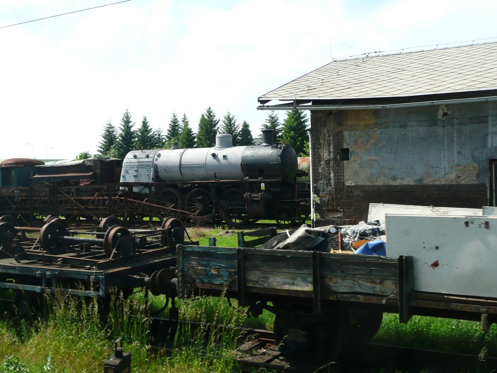 Preserved black steam locomotive of Czechoslovak State Railways class 365.0 at the Jaroměř railway museum.