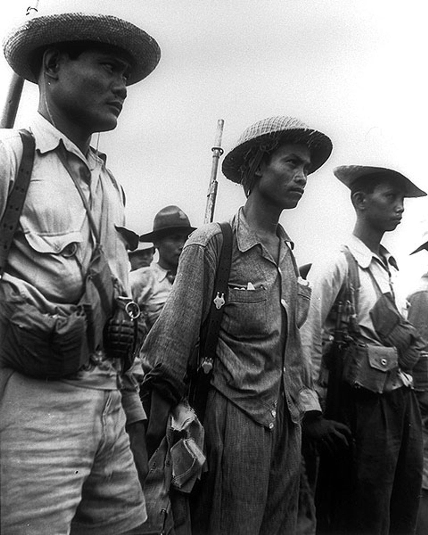 Filipino guerrillas from Captain Juan Pajota’s force photographed at Cabanatuan on January 31, 1945.