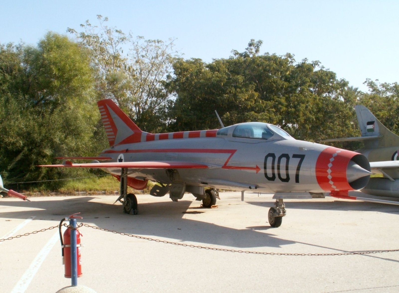 Former Iraqi MiG-21 displayed outdoors at the Israeli Air Force Museum in Hatzerim.