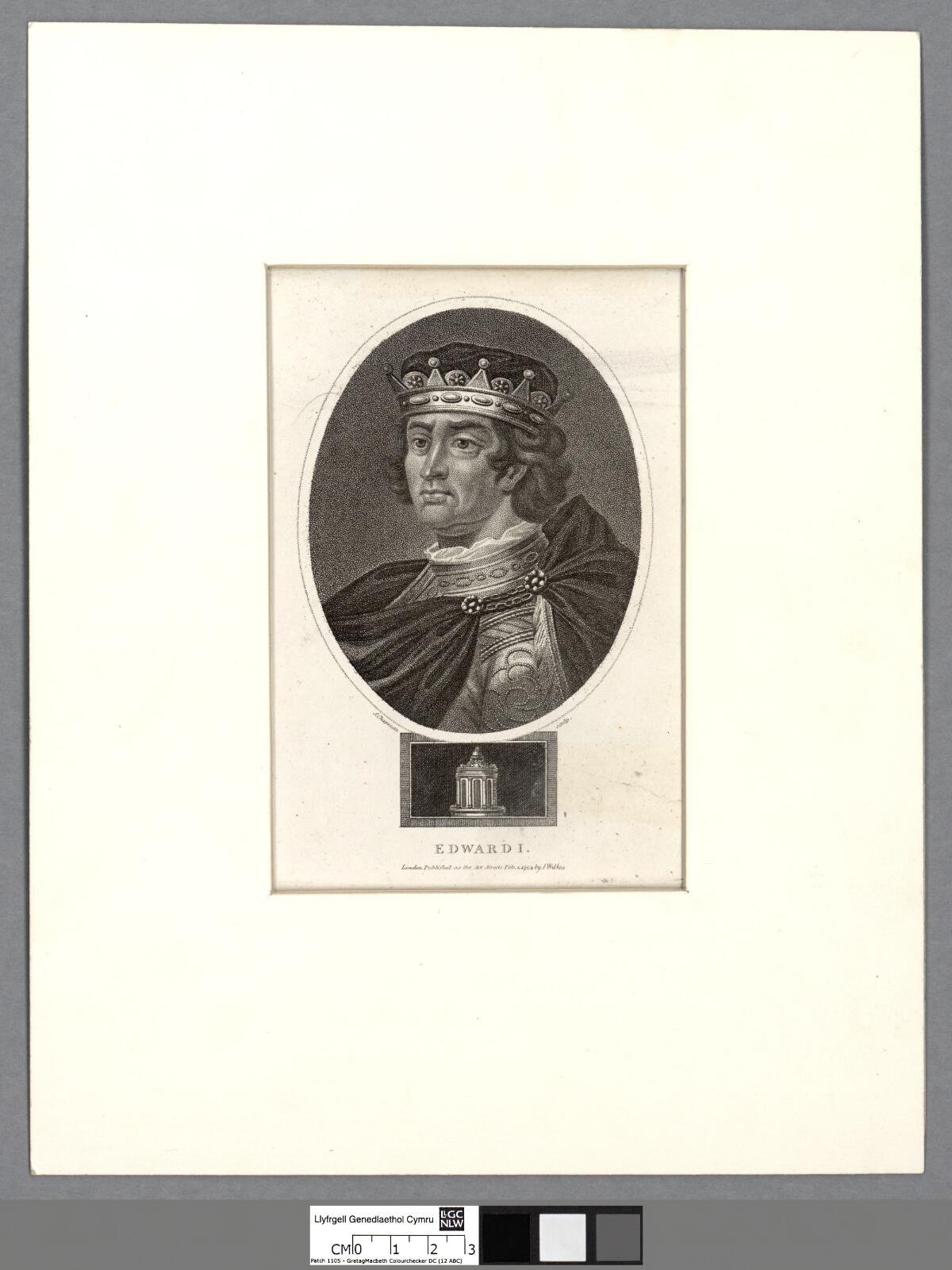 John Chapman’s 1804 engraved portrait representing King Edward I, shown crowned within an oval frame.