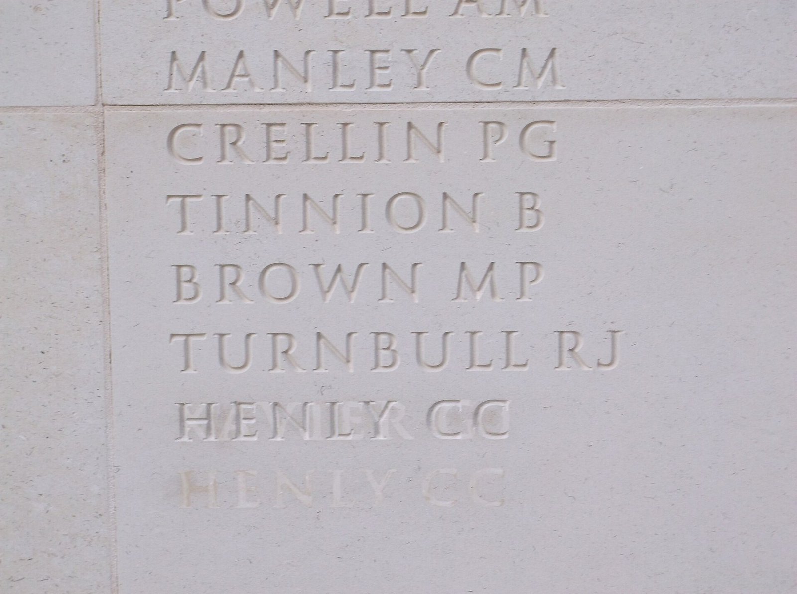 Bradley Tinnion’s name engraved among other names on the Armed Forces Memorial at the National Memorial Arboretum.