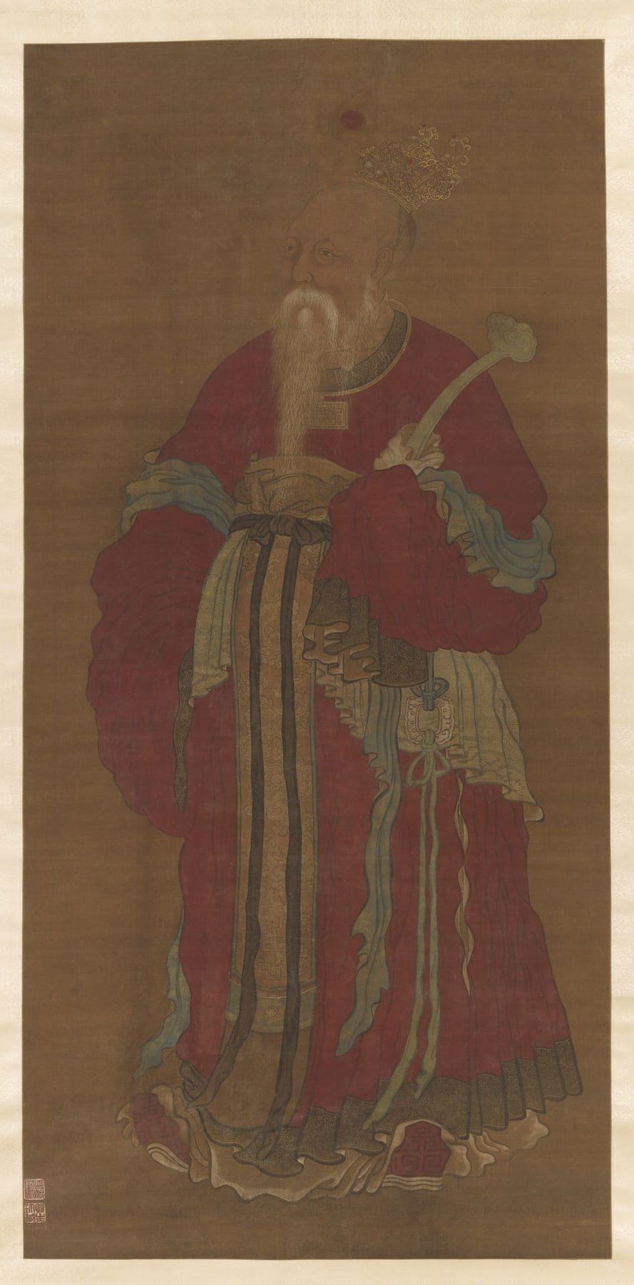 Later Chinese painted portrait of Wen Tianxiang seated in official robes.