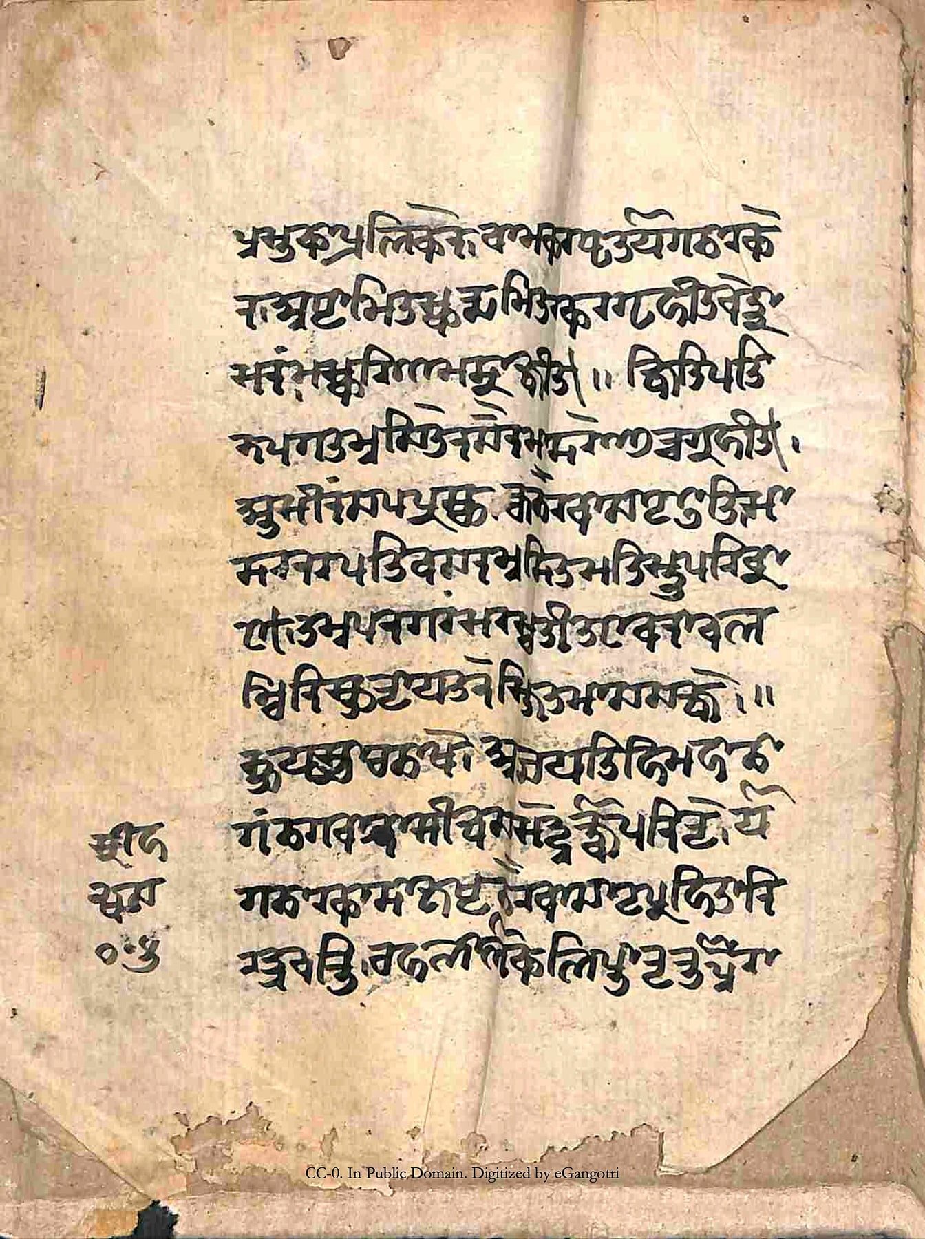 Folio of a later manuscript of Bāṇabhaṭṭa’s Harṣacarita written in Sharada script.