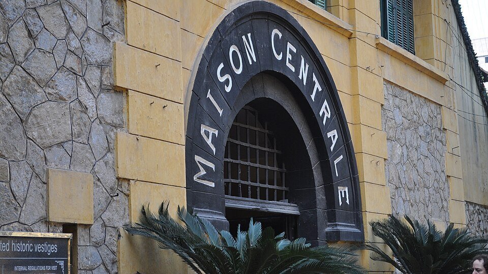 The surviving Maison Centrale entrance at Hỏa Lò Prison in Hanoi, photographed in 2012.