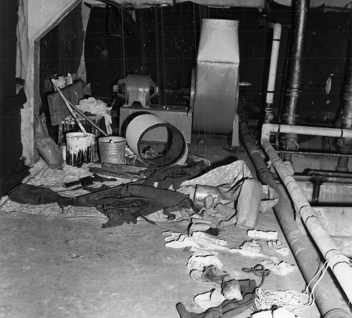 Concealed work area above Cell Block B where Alcatraz prisoners prepared equipment for the 1962 escape.