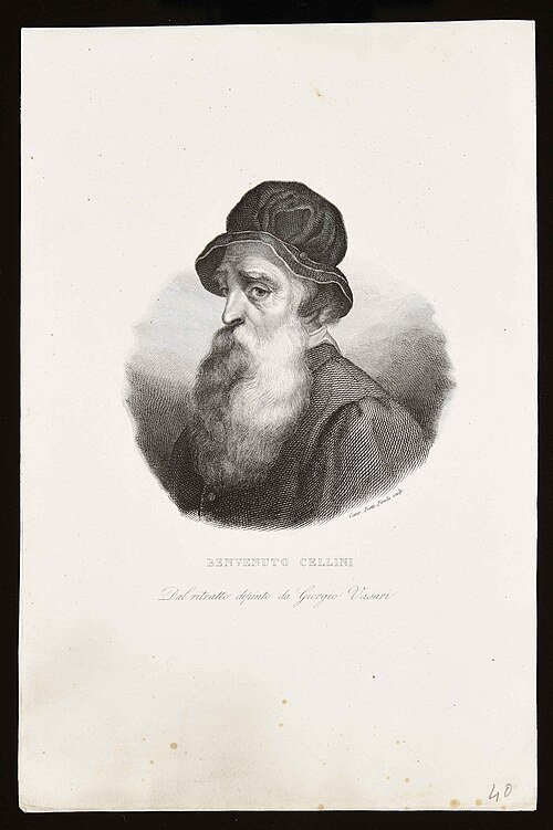Engraved portrait of Benvenuto Cellini