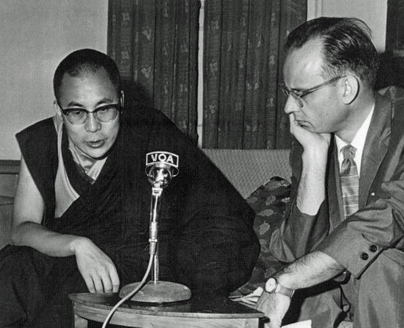 The 14th Dalai Lama with Lillard Hill in 1959.