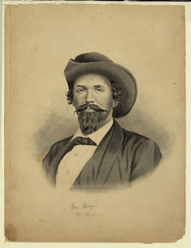 Later nineteenth-century portrait drawing of Confederate cavalry commander John Hunt Morgan.