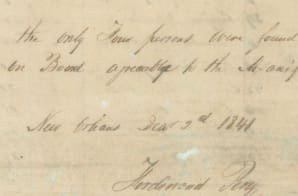 1841 U.S. Customs slave manifest listing enslaved people transported aboard the brig Creole.