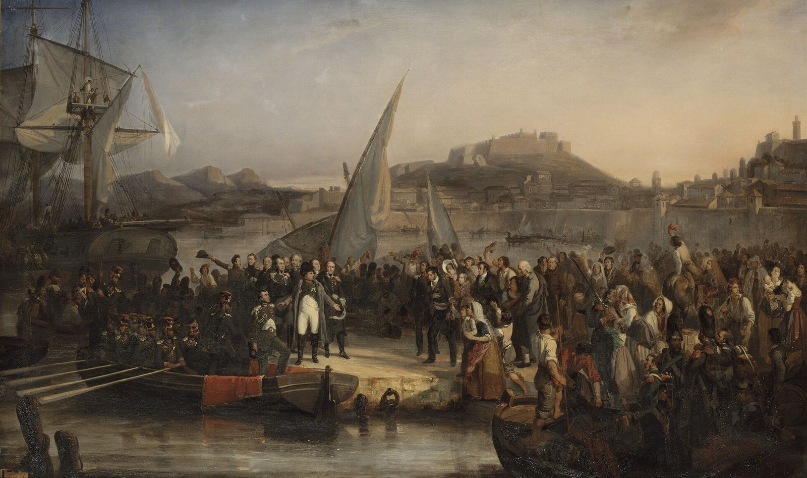 Joseph Beaume's 1836 painting of Napoleon departing Portoferraio on Elba in February 1815.