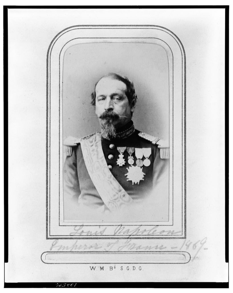 Napoleon III in an 1869 half-length portrait, photographed more than two decades after his escape from Ham.