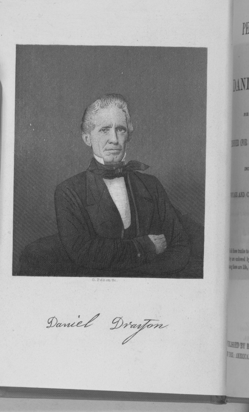 Portrait of mariner Daniel Drayton published in his 1855 memoir of the Pearl incident.