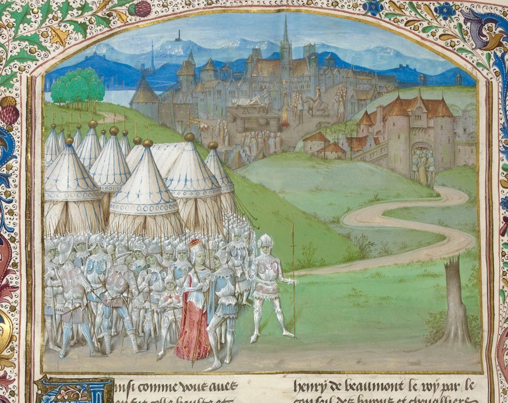 Late-medieval manuscript miniature associated with Isabella of France and Roger Mortimer