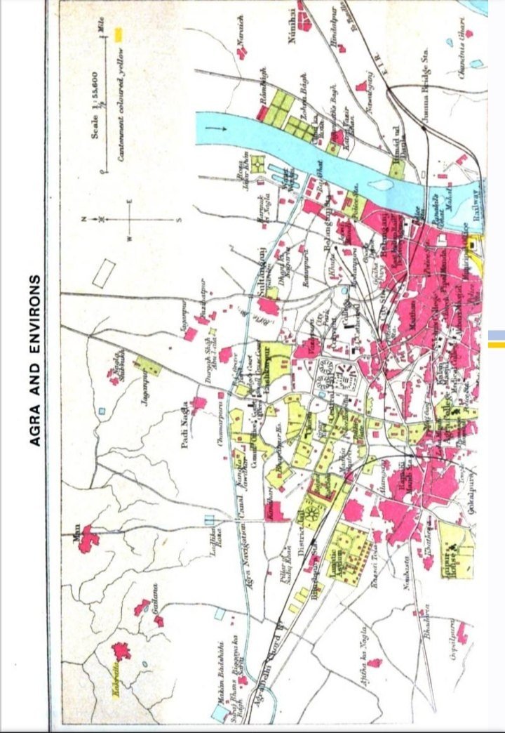 Nineteenth-century map of Agra showing the city and major landmarks.