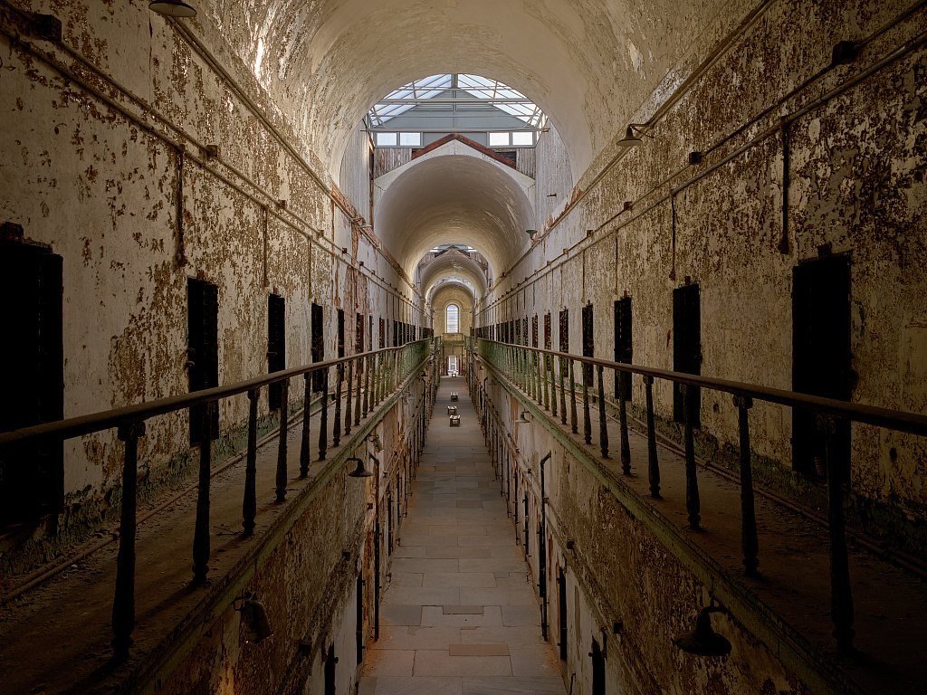 Cellblock 7 at the historic Eastern State Penitentiary in Philadelphia.