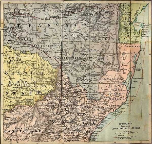 Regional map printed in Churchill's near-contemporary book
